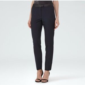 REISS Rocco Tuxedo Trousers navy blue black side stripe wool US 4 NWT